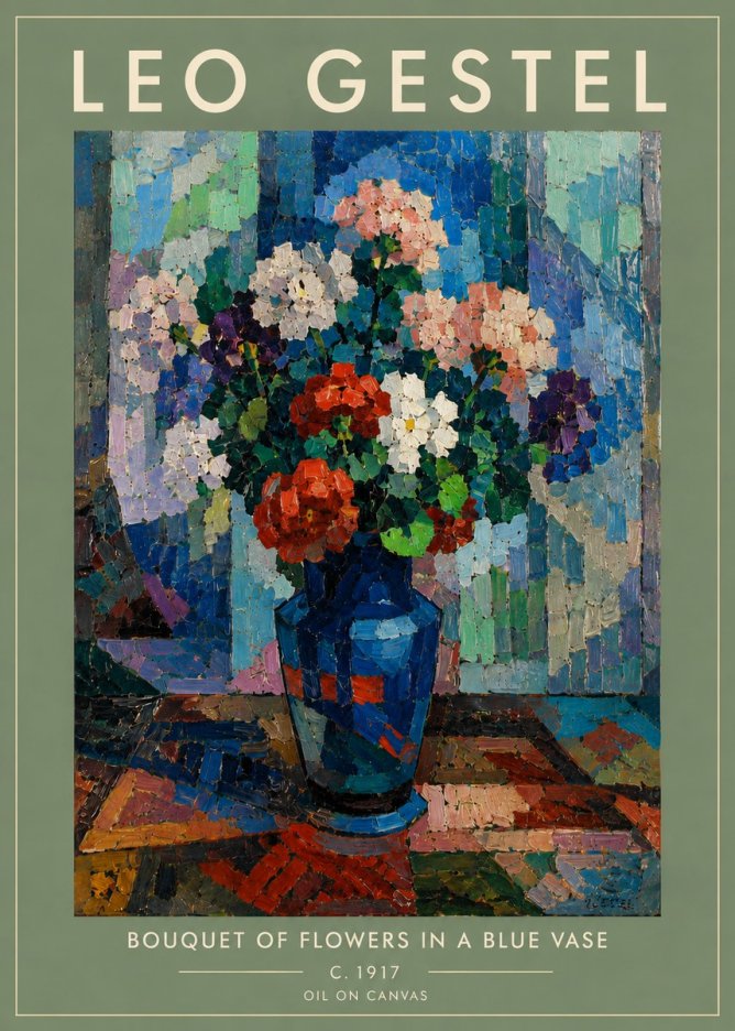 Leo Gestel Bouquet of Flowers in a Blue Vase No5 - Poster
