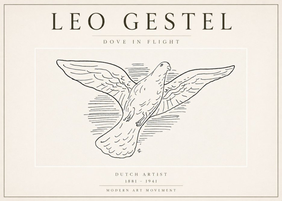 Leo Gestel Dove in Flight No3 - Poster