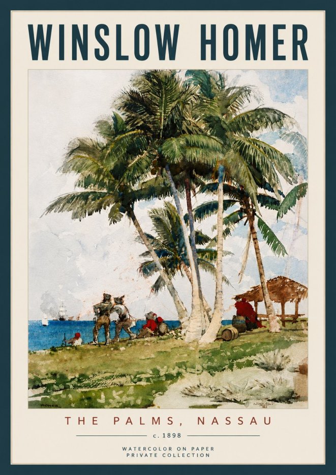 Winslow Homer The Palms, Nassau No6 - Poster