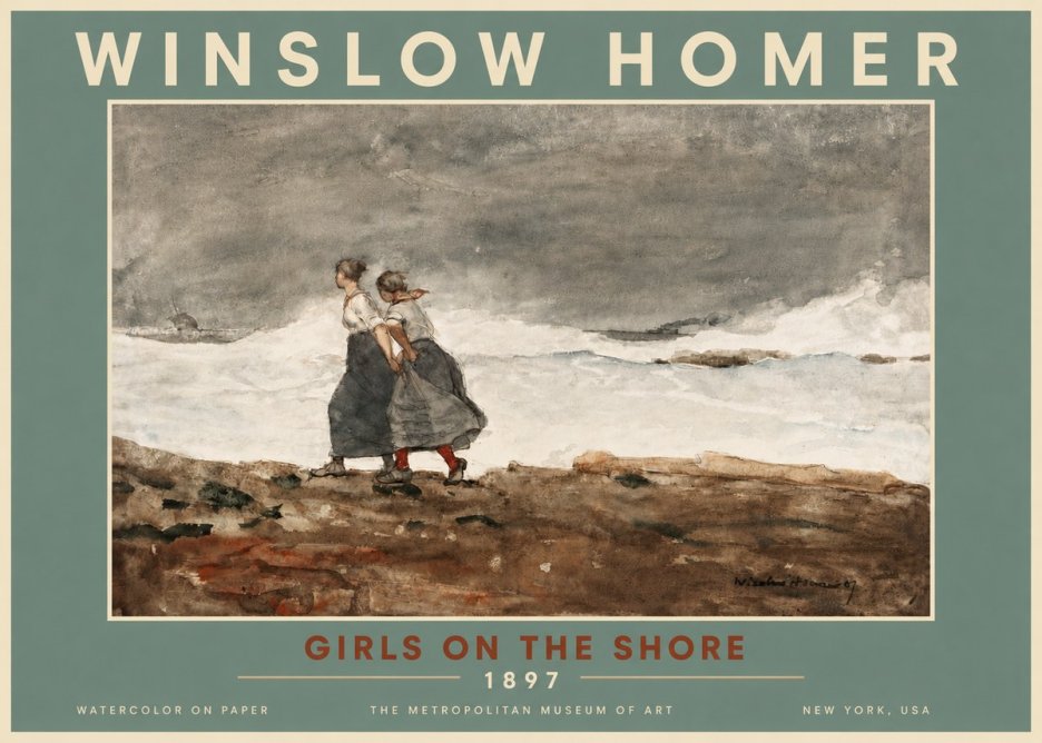 Winslow Homer Girls on the Shore No4 - Poster