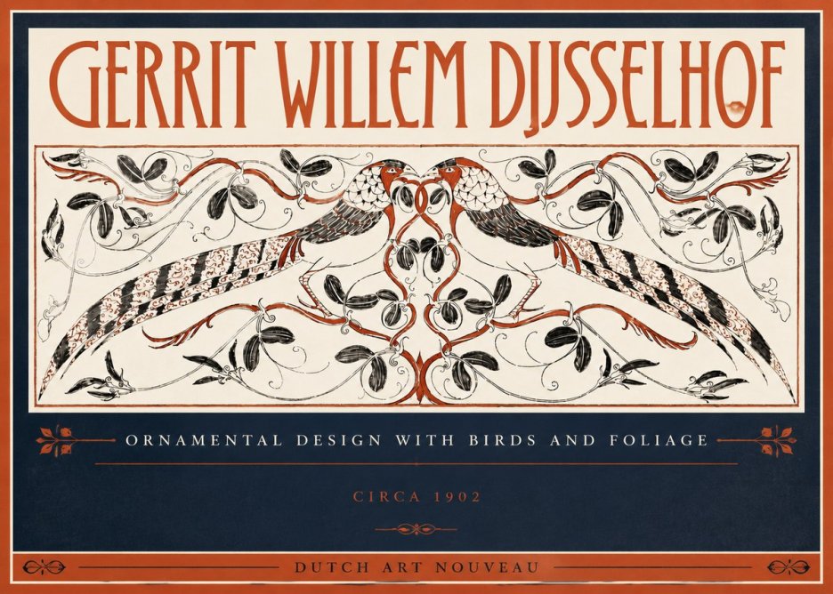 Gerrit Willem Dijsselhof Ornamental Design with Birds and Foliage No5 - Poster