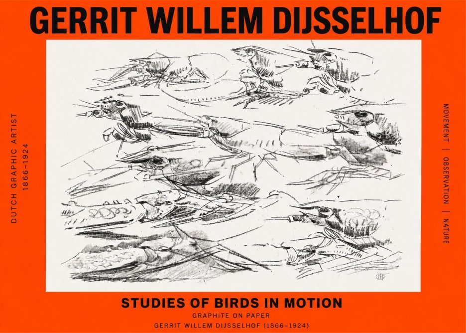 Gerrit Willem Dijsselhof Studies of Birds in Motion No2 - Poster
