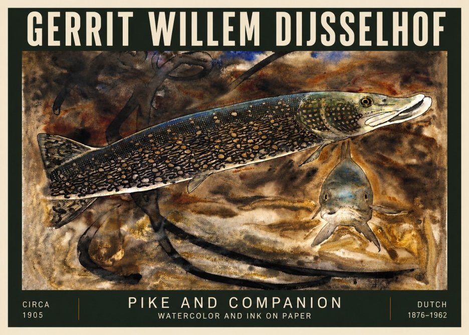 Gerrit Willem Dijsselhof Pike and Carp No5 - Poster