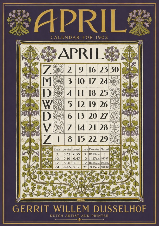 Gerrit Willem Dijsselhof April No4 - Poster