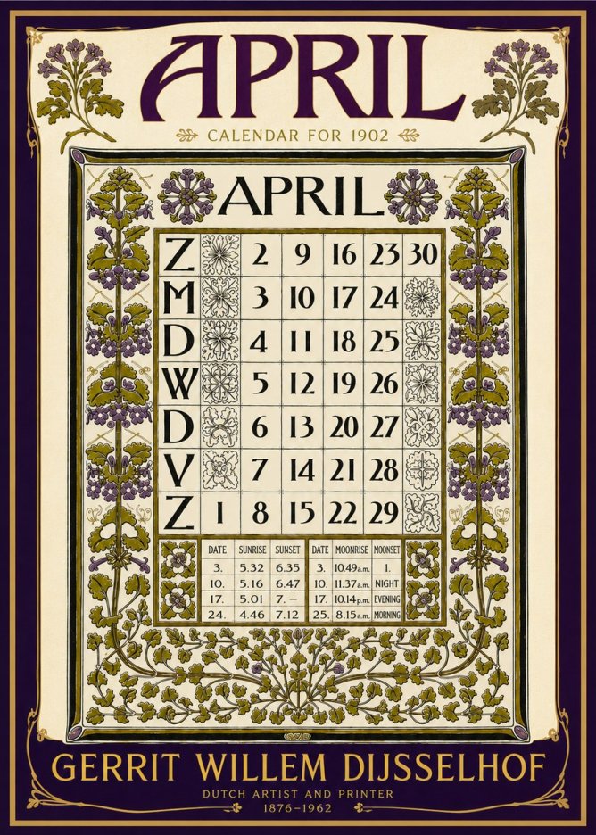 Gerrit Willem Dijsselhof April No6 - Poster