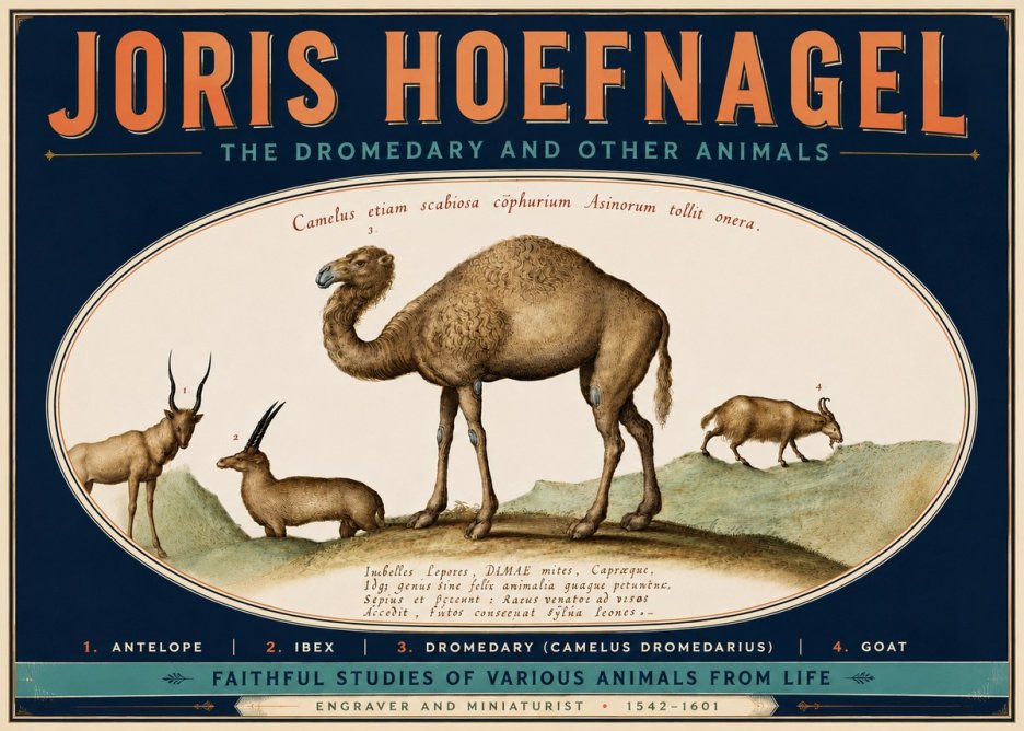 Joris Hoefnagel The Dromedary and Other Animals from Studies of Nature No6 - Poster