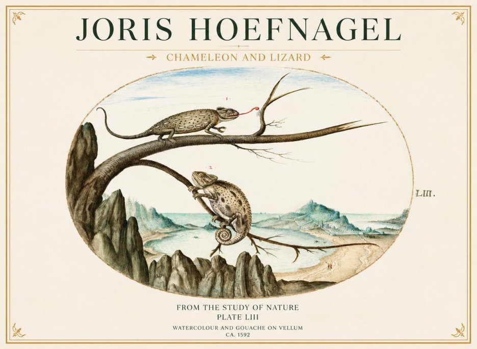 Joris Hoefnagel Chameleon and Lizard No1 - Poster