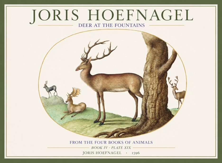 Joris Hoefnagel Deer at the Fountains No1 - Poster