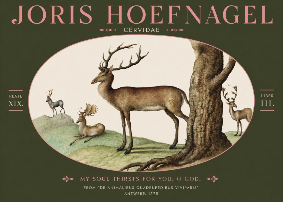 Joris Hoefnagel Deer at the Fountains No4 - Poster