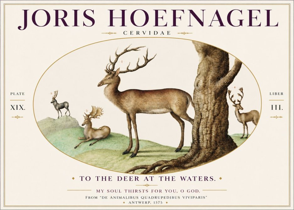 Joris Hoefnagel Deer at the Fountains No6 - Poster