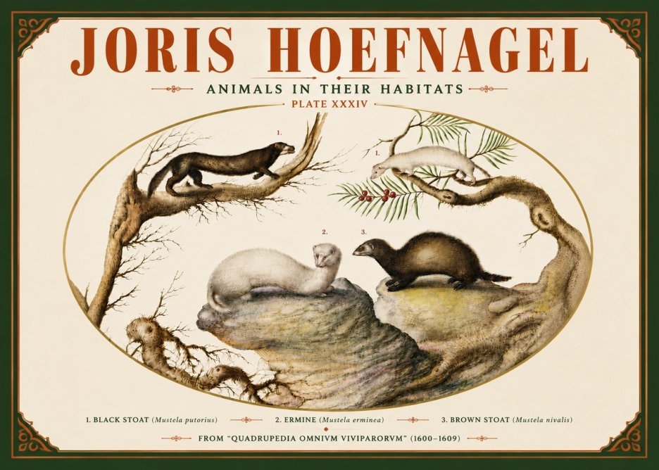 Joris Hoefnagel Animals in Their Habitats Plate Xxxiv No5 - Poster