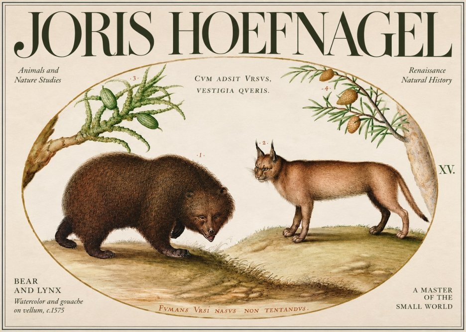 Joris Hoefnagel Bear and Lynx No3 - Poster