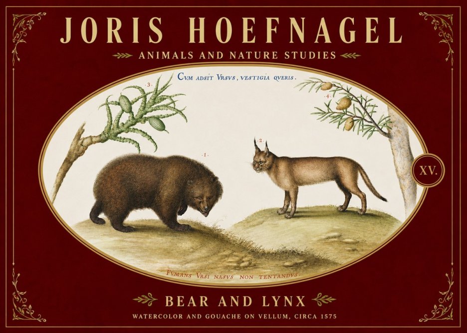 Joris Hoefnagel Bear and Lynx No5 - Poster