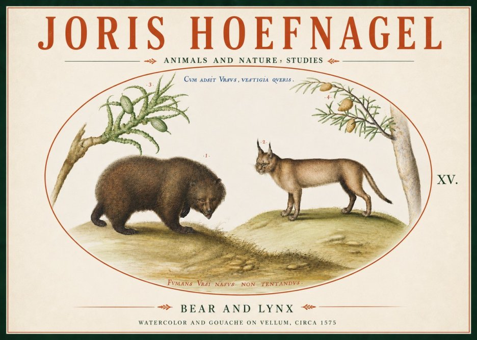 Joris Hoefnagel Bear and Lynx No6 - Poster