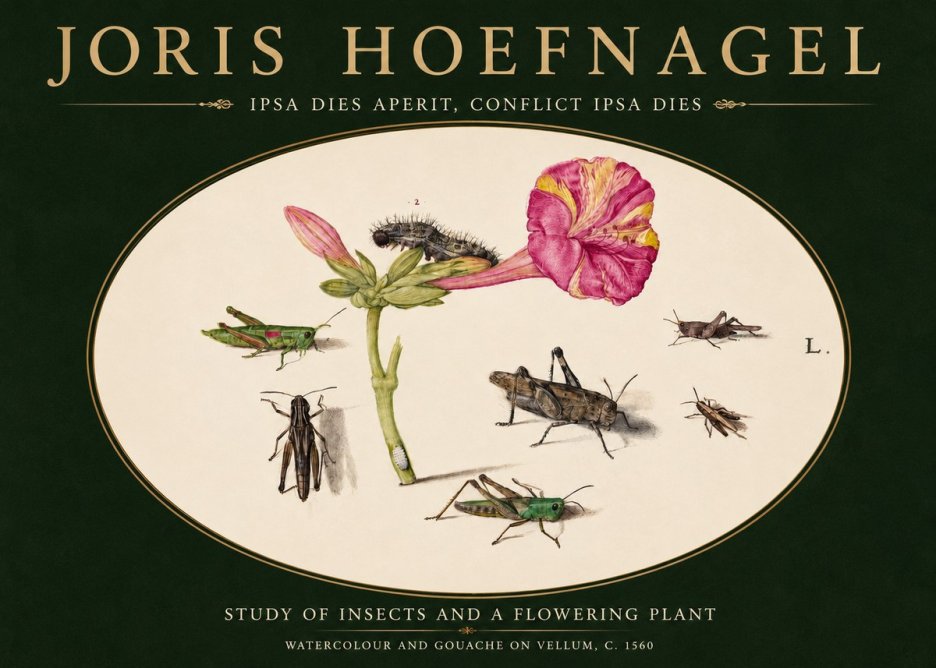 Joris Hoefnagel Study of Insects and a Flowering Plant No3 - Poster