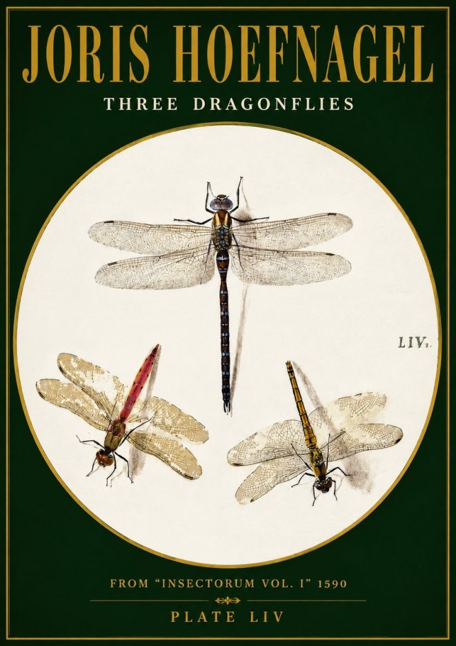 Joris Hoefnagel Three Dragonflies No3 - Poster
