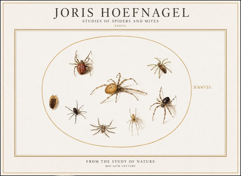 Joris Hoefnagel Study of Spiders and Mites - Plate Xxxvii. No2 - Poster