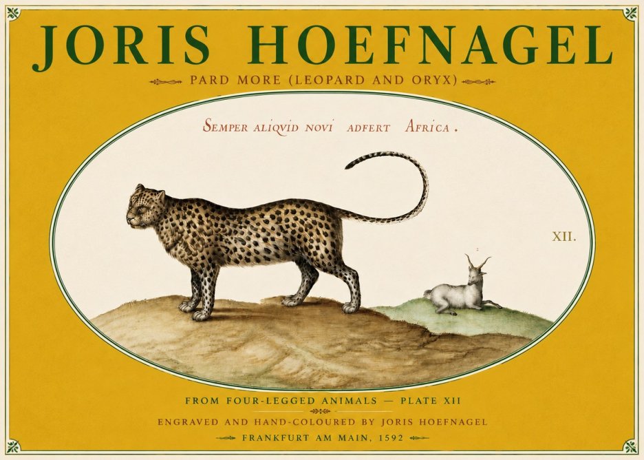 Joris Hoefnagel Pard More (Leopard and Oryx) No6 - Poster