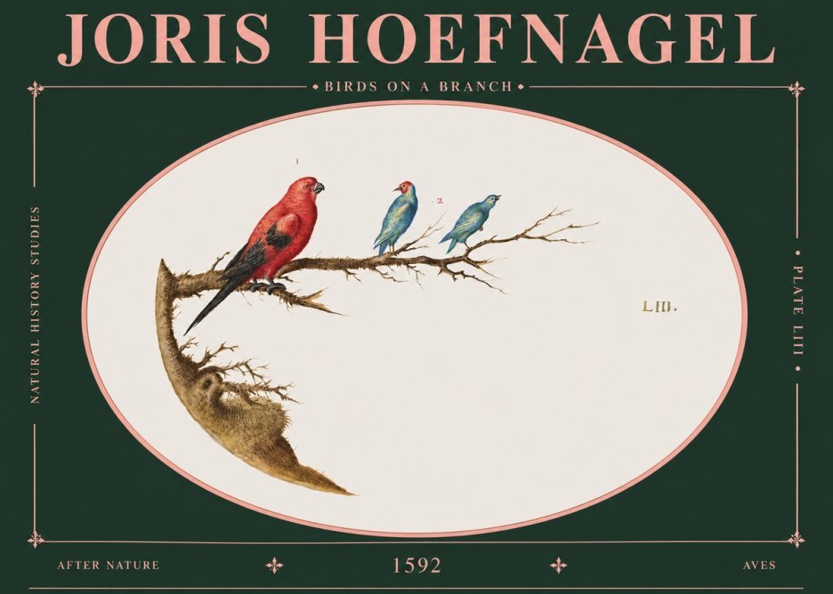 Joris Hoefnagel Birds on a Branch No6 - Poster