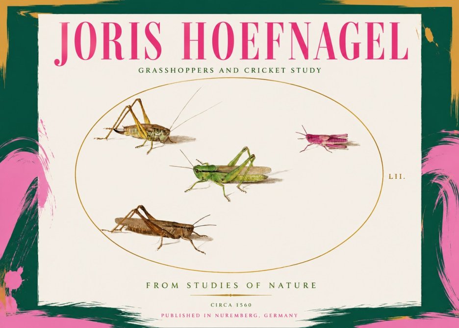 Joris Hoefnagel Three Grasshoppers and a Locust No3 - Poster