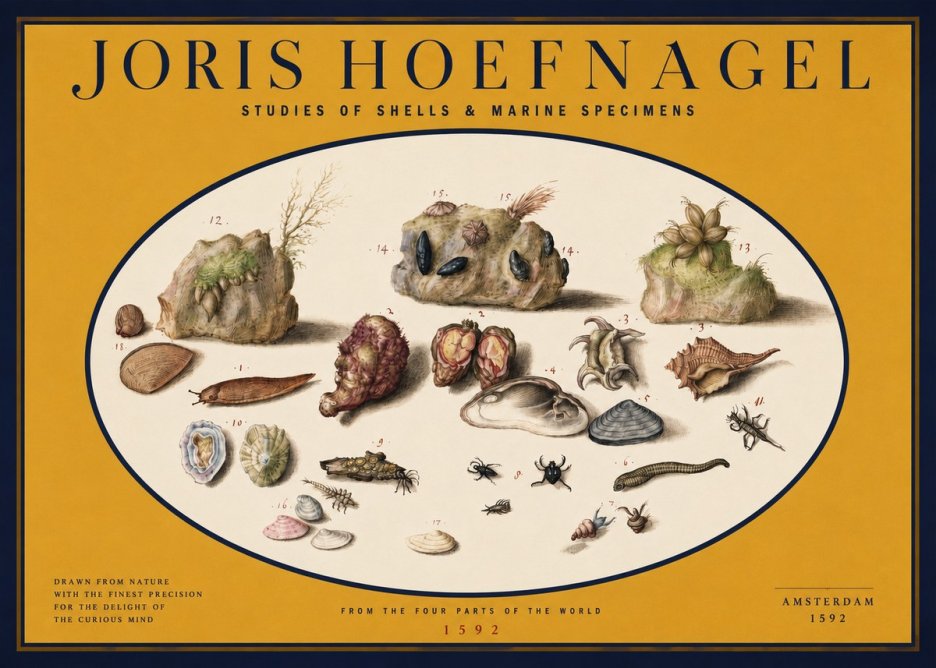 Joris Hoefnagel Studies of Shells & Marine Specimens No2 - Poster