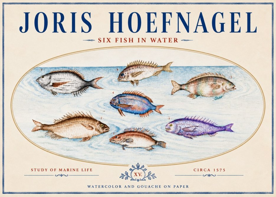 Joris Hoefnagel Six Fish in Water No4 - Poster
