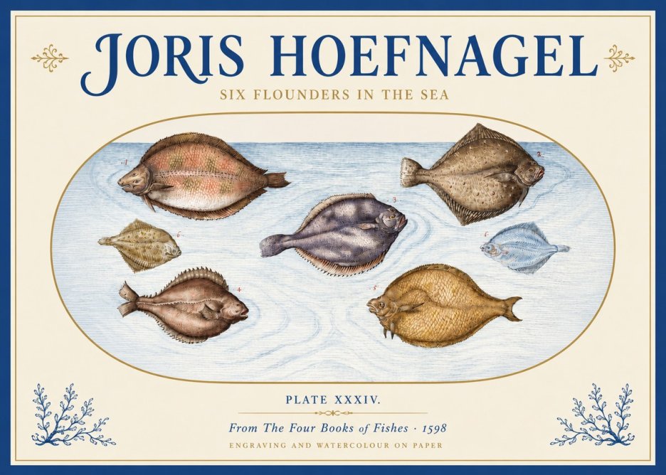 Joris Hoefnagel Six Flounders in the Sea No3 - Poster