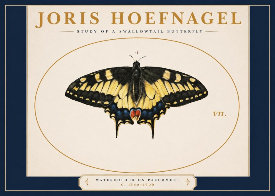 Joris Hoefnagel Study of a Swallowtail Butterfly No2 - Poster