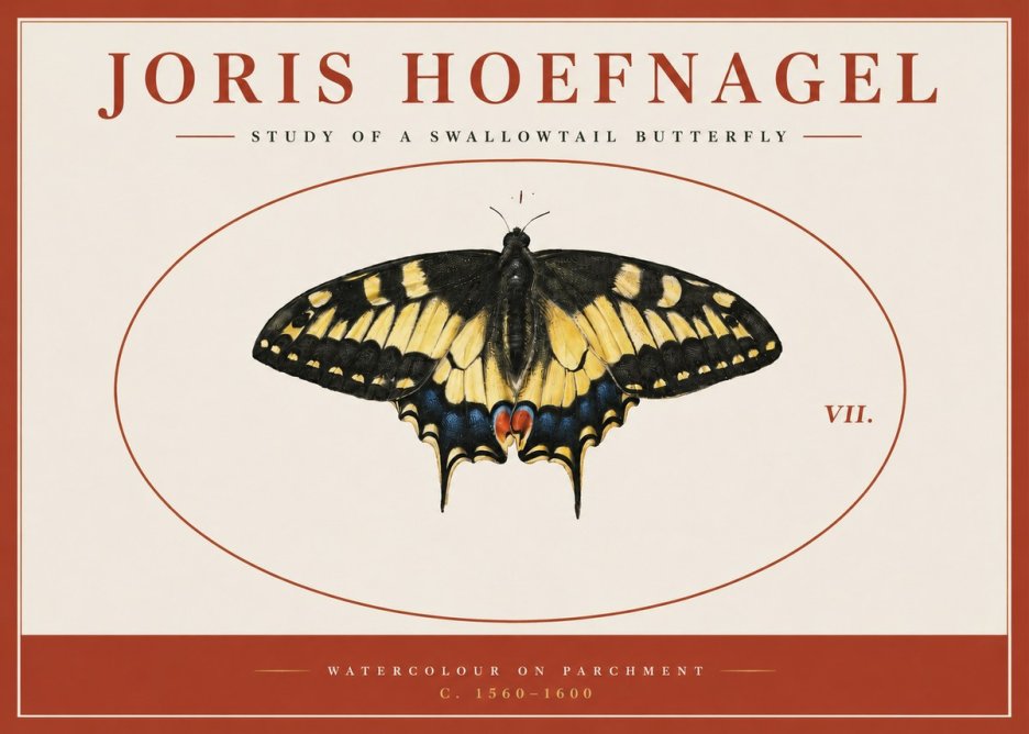 Joris Hoefnagel Study of a Swallowtail Butterfly No3 - Poster