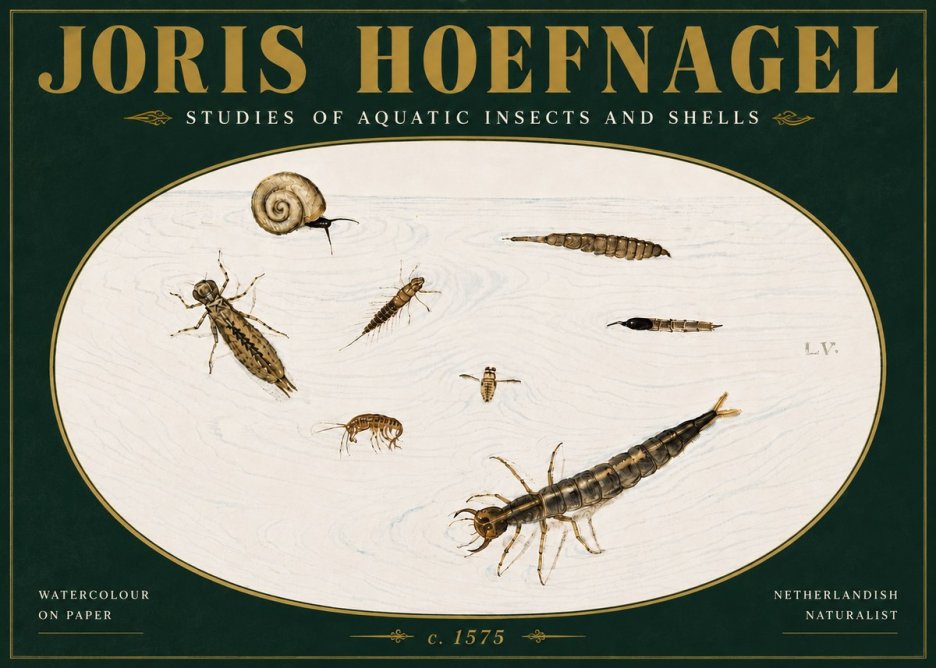 Joris Hoefnagel Studies of Aquatic Insects and Shells No5 - Poster
