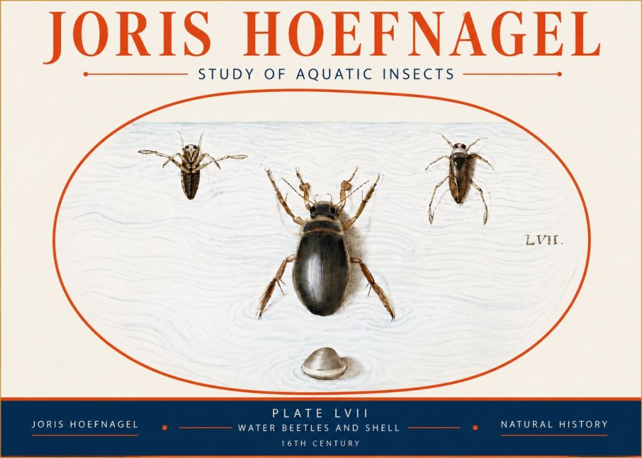 Joris Hoefnagel Water Beetles and Shell No4 - Poster