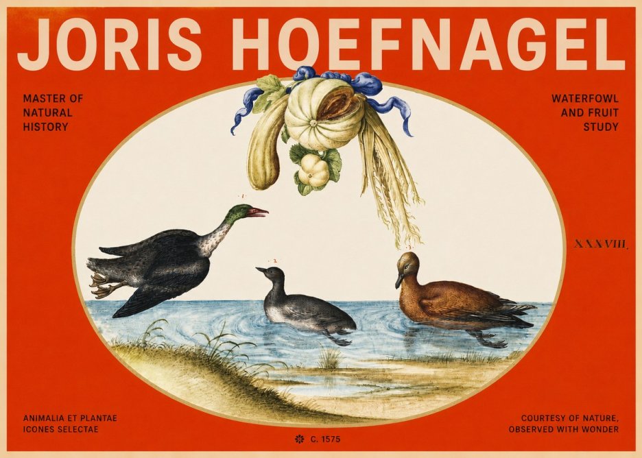 Joris Hoefnagel Waterfowl and Fruit Study No2 - Poster