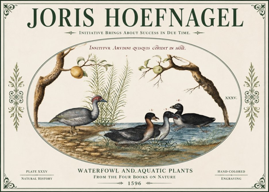 Joris Hoefnagel Waterfowl and Aquatic Plants No4 - Poster