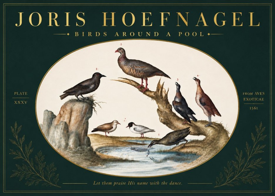 Joris Hoefnagel Birds Around a Pool No3 - Poster