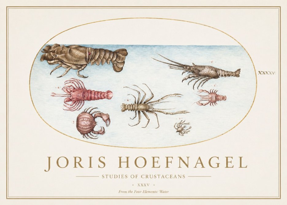 Joris Hoefnagel Studies of Crustaceans No1 - Poster
