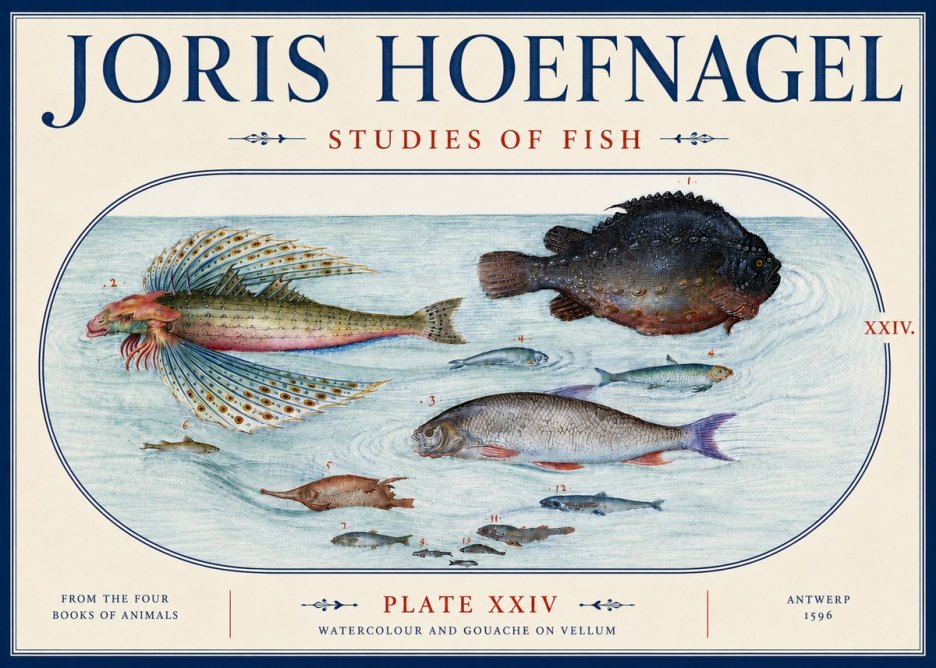 Joris Hoefnagel Studies of Fish II No6 - Poster