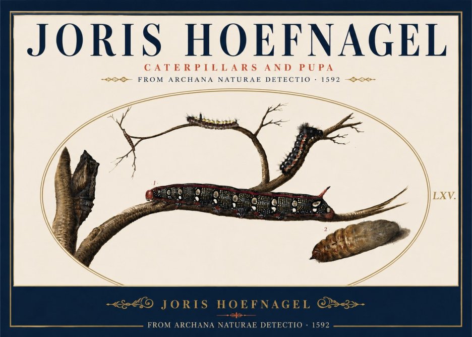 Joris Hoefnagel Caterpillars and Pupa No5 - Poster