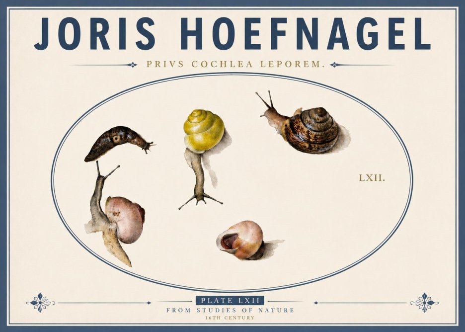 Joris Hoefnagel Privs Cochlea Leporem. No5 - Poster