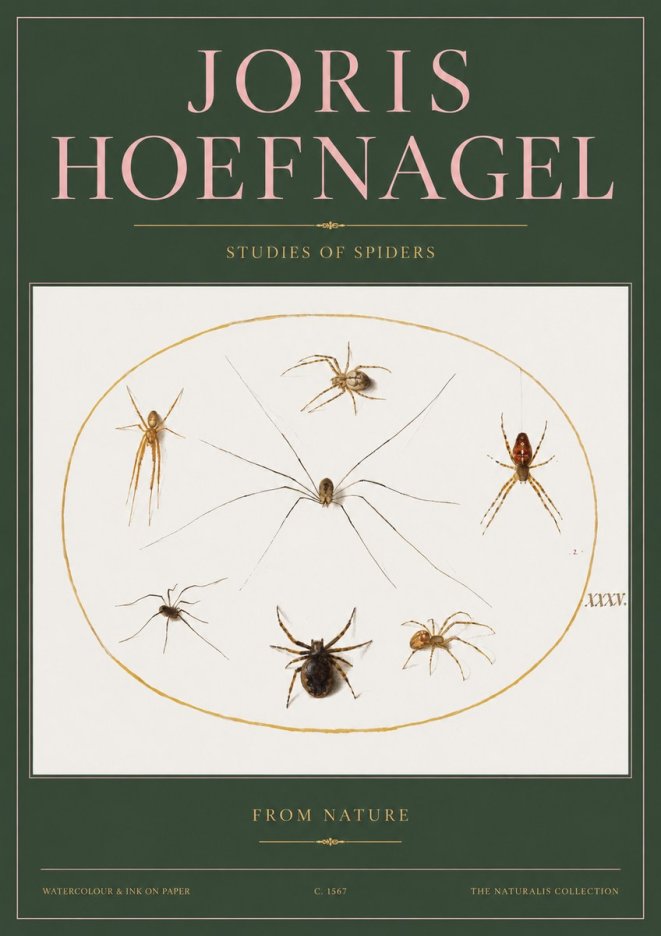 Joris Hoefnagel Studies of Spiders from Nature No2 - Poster