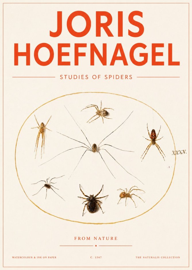 Joris Hoefnagel Studies of Spiders from Nature No3 - Poster