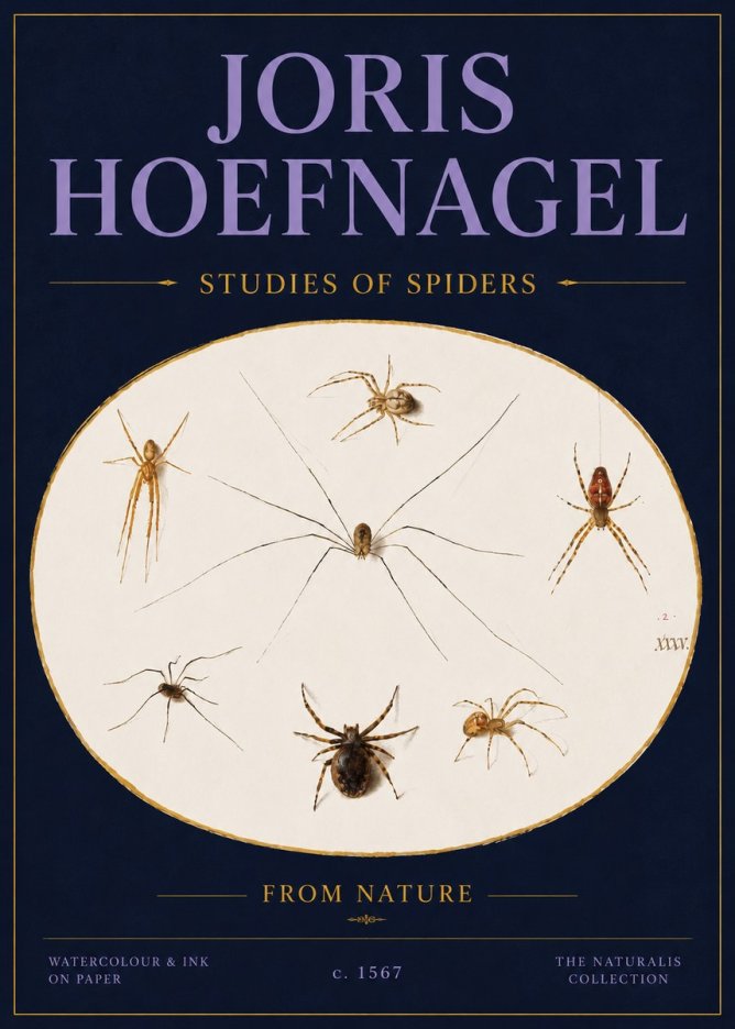 Joris Hoefnagel Studies of Spiders from Nature No4 - Poster