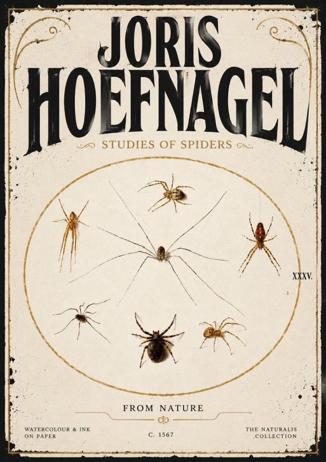 Joris Hoefnagel Studies of Spiders from Nature No5 - Poster