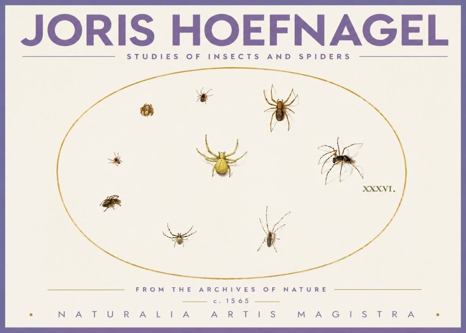 Joris Hoefnagel Studies of Insects and Spiders No4 - Poster