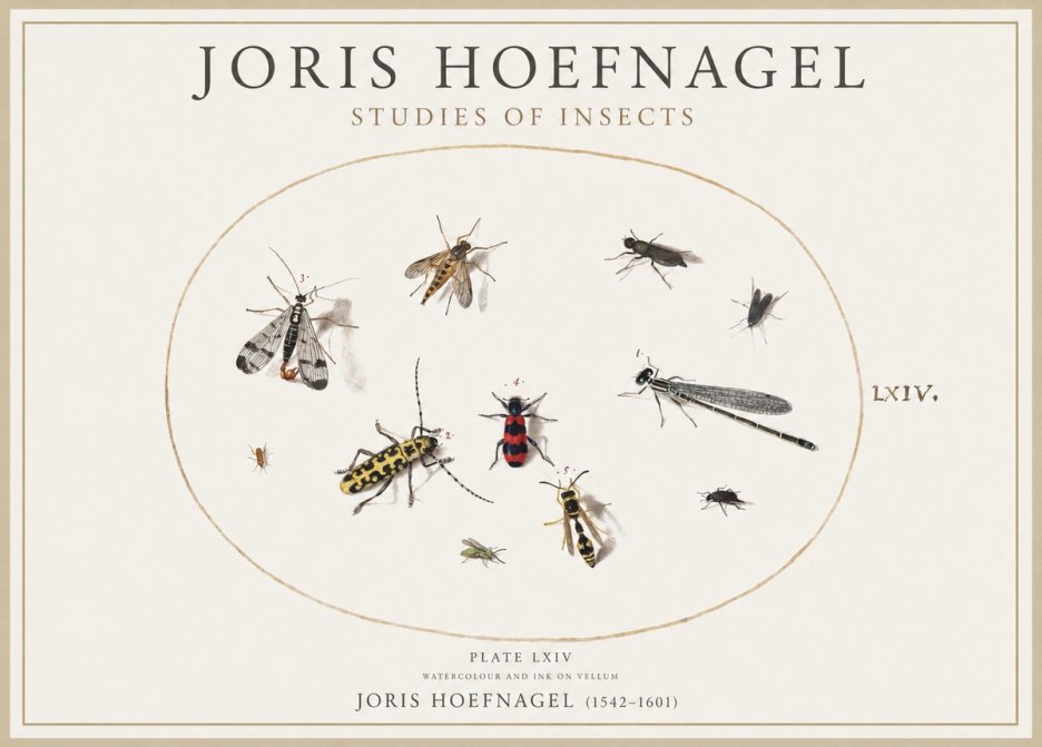 Joris Hoefnagel Studies of Insects - Plate Lxiv No4 - Poster