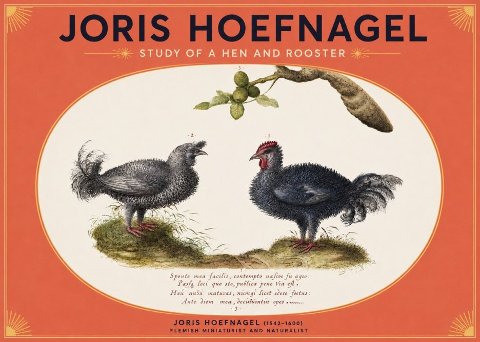 Joris Hoefnagel Study of a Hen and Rooster No3 - Poster