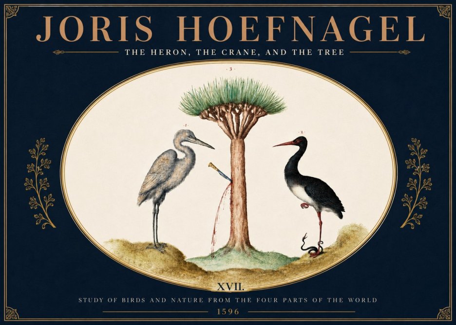 Joris Hoefnagel The Heron, the Crane, and the Tree No5 - Poster