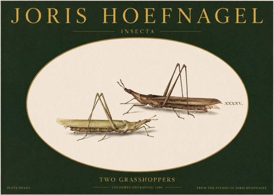 Joris Hoefnagel Two Grasshoppers No2 - Poster