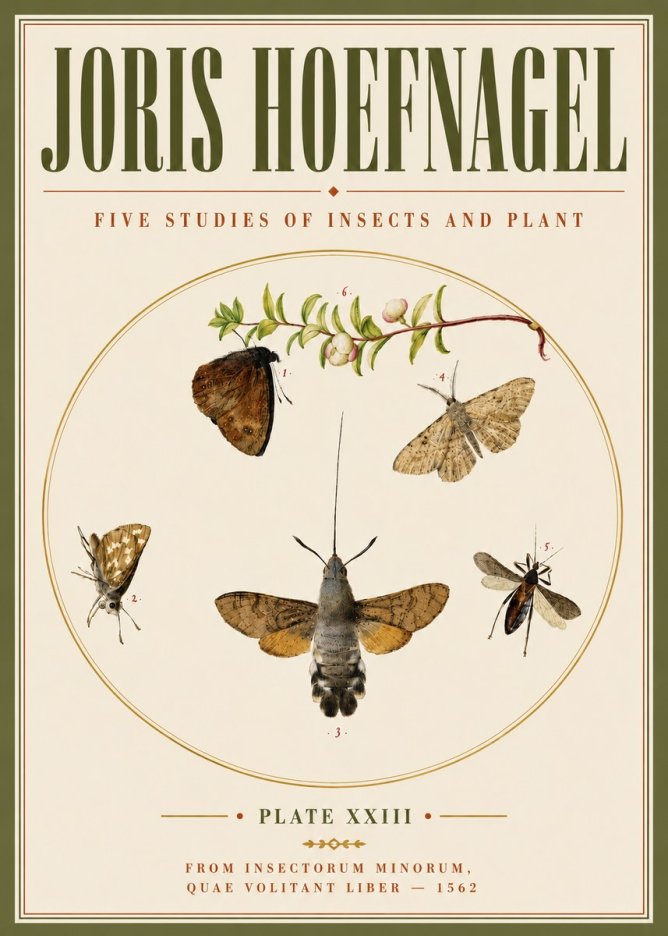 Joris Hoefnagel Five Studies of Insects and Plant No6 - Poster