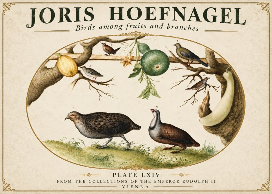 Joris Hoefnagel Birds Among Fruits and Branches No3 - Poster