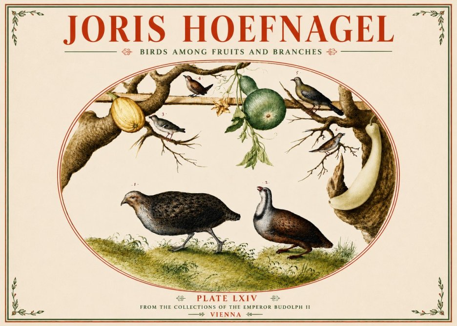 Joris Hoefnagel Birds Among Fruits and Branches No5 - Poster